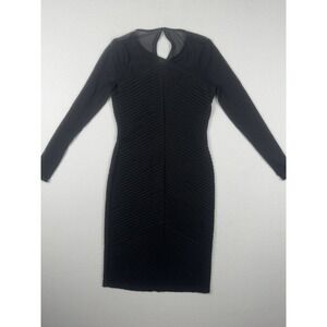 calvin klein black dress with gold chain Calvin Klein Lace-Up V-Neck Zipper Sleeve Dress Black Gold Detailing Size  XL